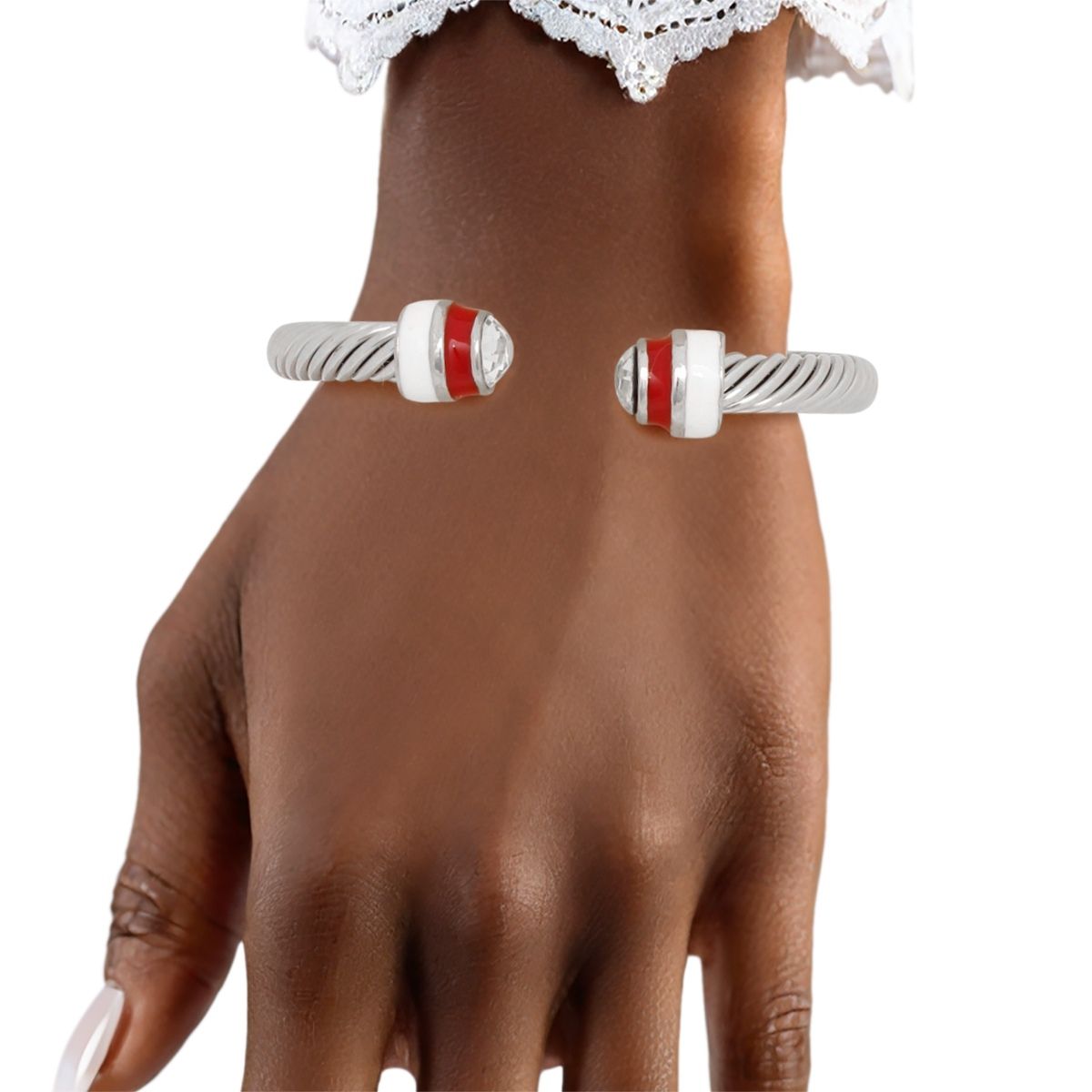 DST Thick Cable Classic Silver Bangle Bracelet