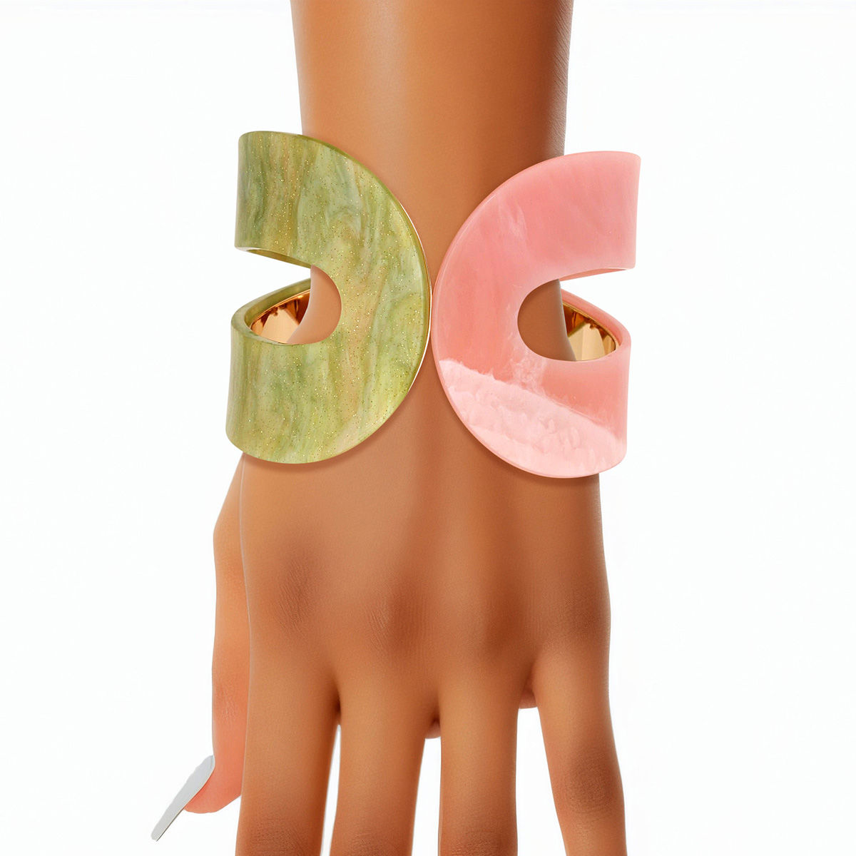 AKA Marbled Pink and Green Alpha Kappa Alpha Hinge Cuff Bracelet