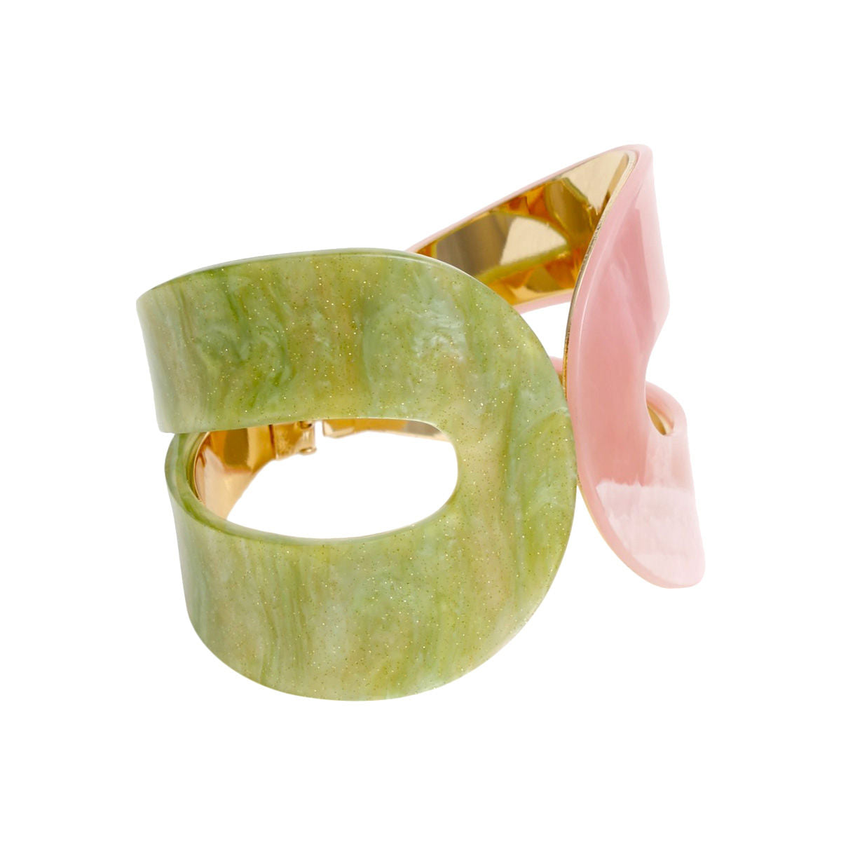 AKA Marbled Pink and Green Alpha Kappa Alpha Hinge Cuff Bracelet