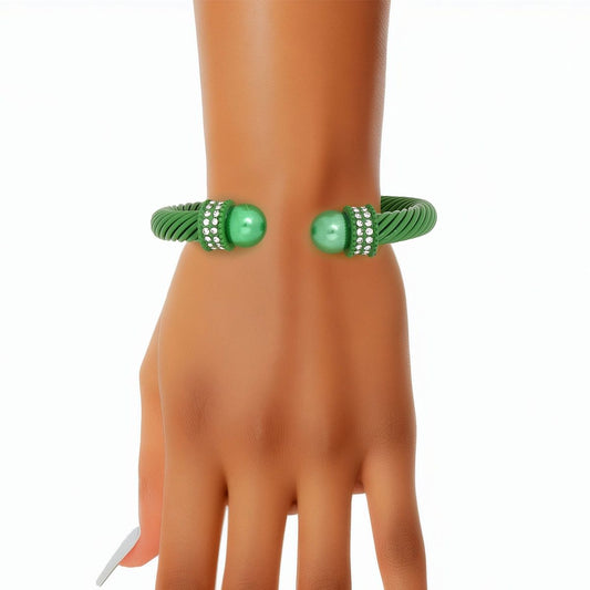 AKA Alpha Kappa Alpha Bracelet Thick Green Cable Classic Bangle Bracelet