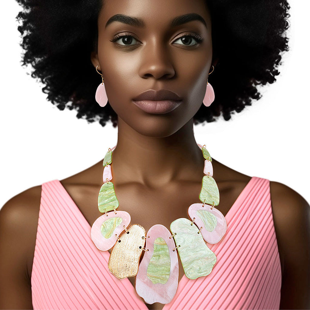 AKA Alpha Kappa Alpha Marbled Pink and Green Link Bib for Women