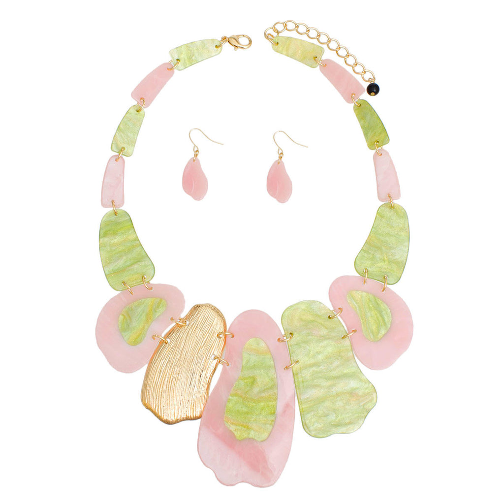 Alpha Kappa Alpha AKA Marbled Pink and Green Link Bib for Women