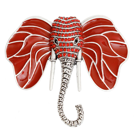 Delta Sigma Theta Brooch DST Elephant Head Red Stone Pin for Women