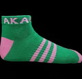 AKA Inspired Ankle Socks Green and Pink