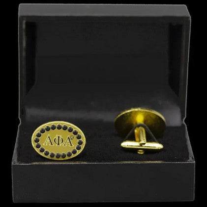 Alpha Phi Alpha Austrian Crystal Cufflinks In Leatherette Box