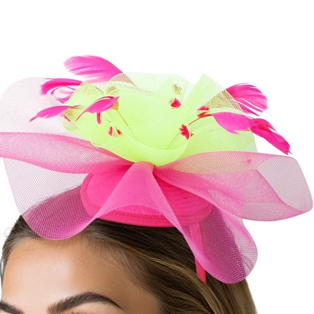 AKA Sorority Pink Green Ruffle Feather Fascinator