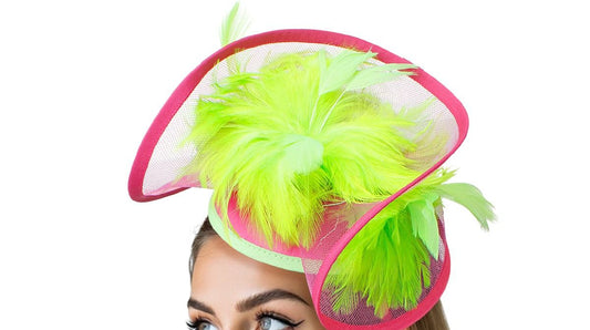 AKA Sorority Pink Green Folded Feather Fascinator
