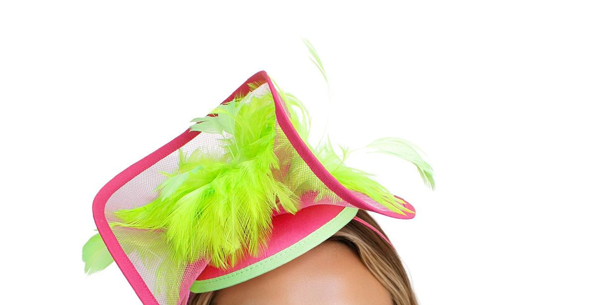 AKA Sorority Pink Green Folded Feather Fascinator
