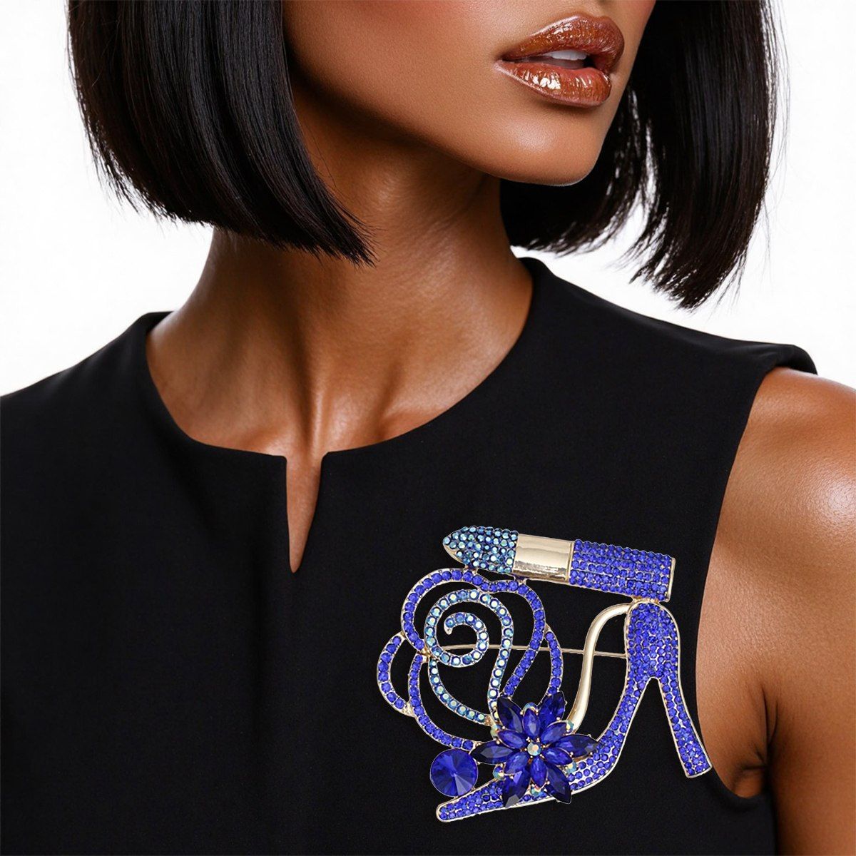 SGRHO Luminous Lipstick High Heel Blue Brooch