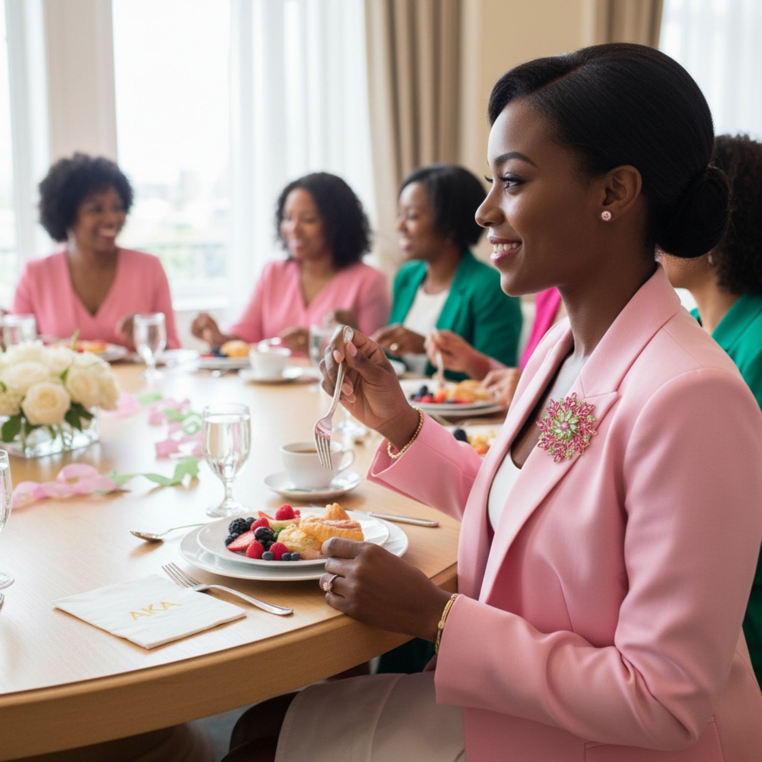 Brooch Large AKA Pink Green Snowflake Flower Pin