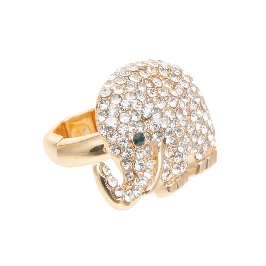 Delta Sigma Theta Inspired Gold Rhinestone Elephant Ring