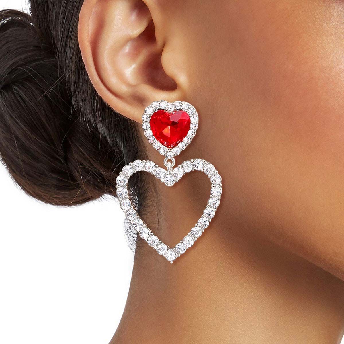 DST Inspired Earrings Heart Cutout Rhinestone