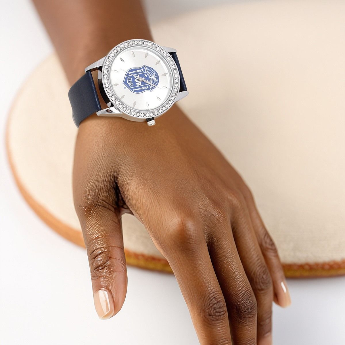 ZPB Watch Blue Leather Silver Sun Cut Dial Watch Women