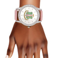 AKA Pink Leather Silver Sun Cut Dial Watch Alpha Kappa Alpha Women