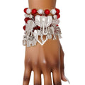 DST Delta Sigma Theta Inspired Red White Silver Elephant Charm Delta Bracelet Set