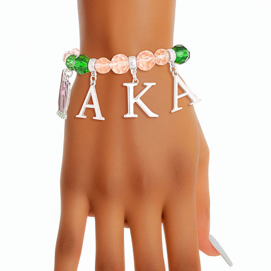 AKA Alpha Kappa Alpha Inspired Pink Green Bead AKA SKEE WEE Bracelet