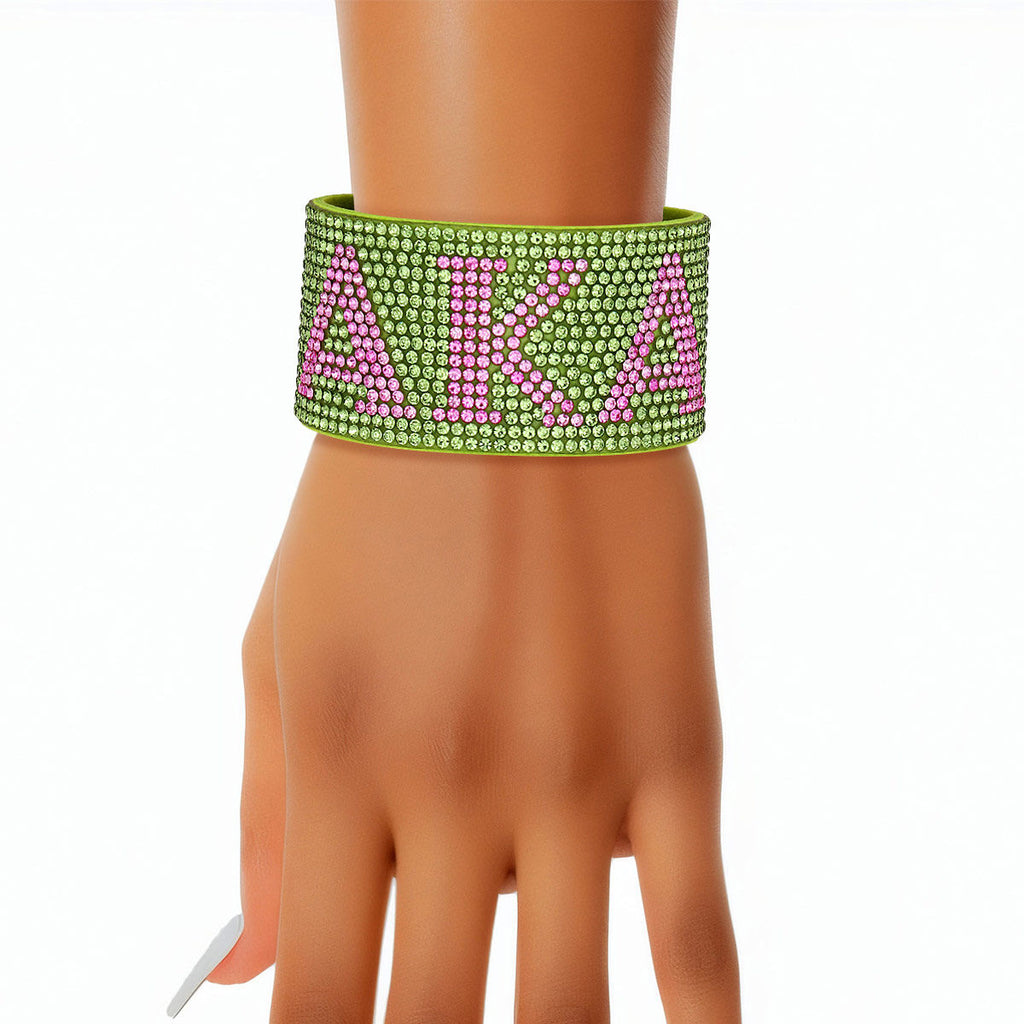 AKA Alpha Kappa Alpha Bracelet Sorority Green Rhinestone Magnetic Bracelet