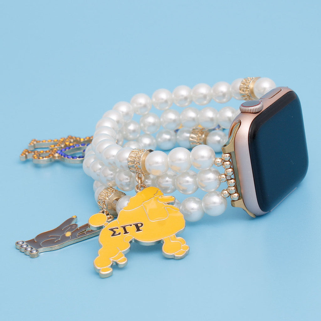 SGRHO Sigma Gamma Rho Sorority White Pearl Apple Watch Band for Women