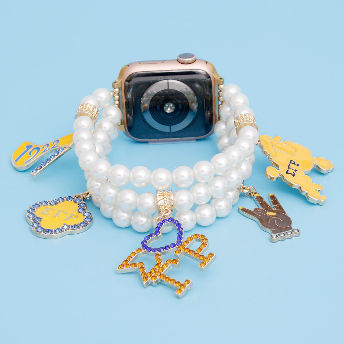 SGRHO Sorority White Pearl Watch Band for Women Sigma Gamma Rho