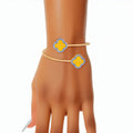 SGRHO Bracelet Sorority Rhinestone Gold Clover Open Bangle