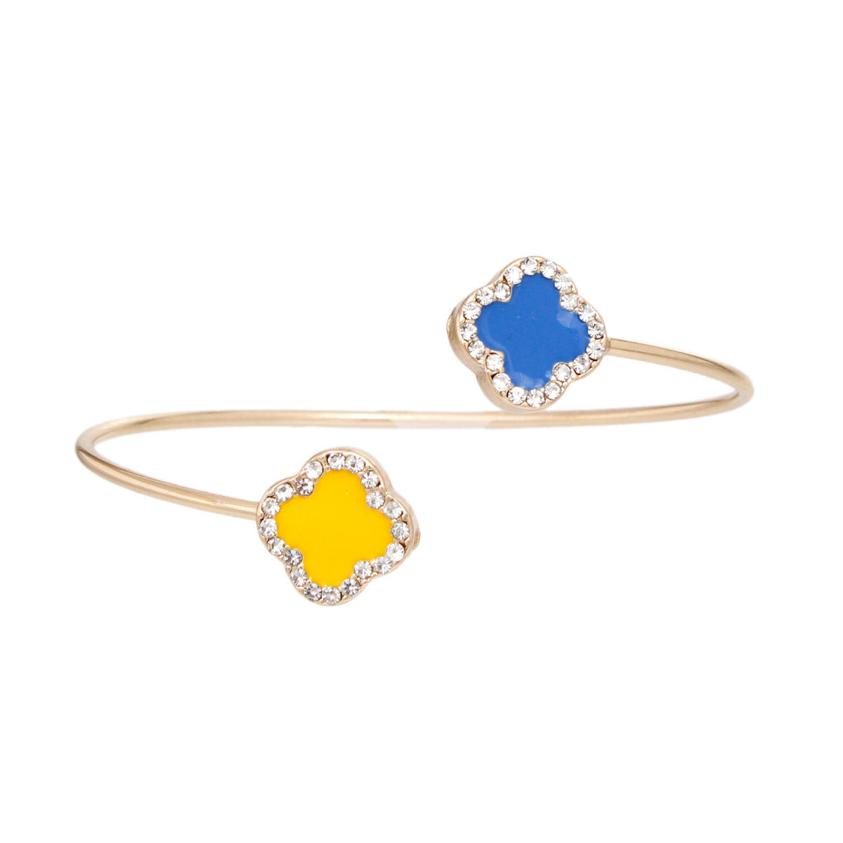 SGRHO Sorority Blue Gold Stone Clover Open Bangle Sigma Gamma Rho Bracelet