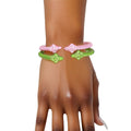 AKA Bracelet Alpha Kappa Alpha Inspired Sorority Pink & Green Pointed Cable Bangle Set