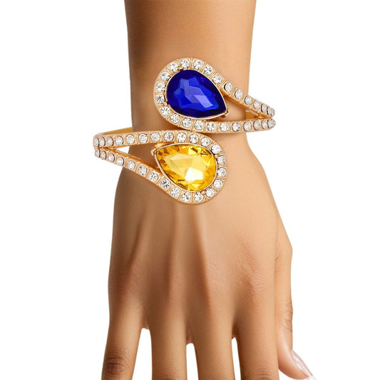 SGRHO Sigma Gamma Rho Inspired Blue and Gold Teardrop Crystal Cuff SGRHO Bracelet