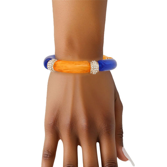 SGRHO Sigma Gamma Rho Inspired Blue Gold Tubular and Rondelle Bead Bracelet