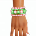 AKA Bracelet Pink Green Stacked Pearls Alpha Kappa Alpha