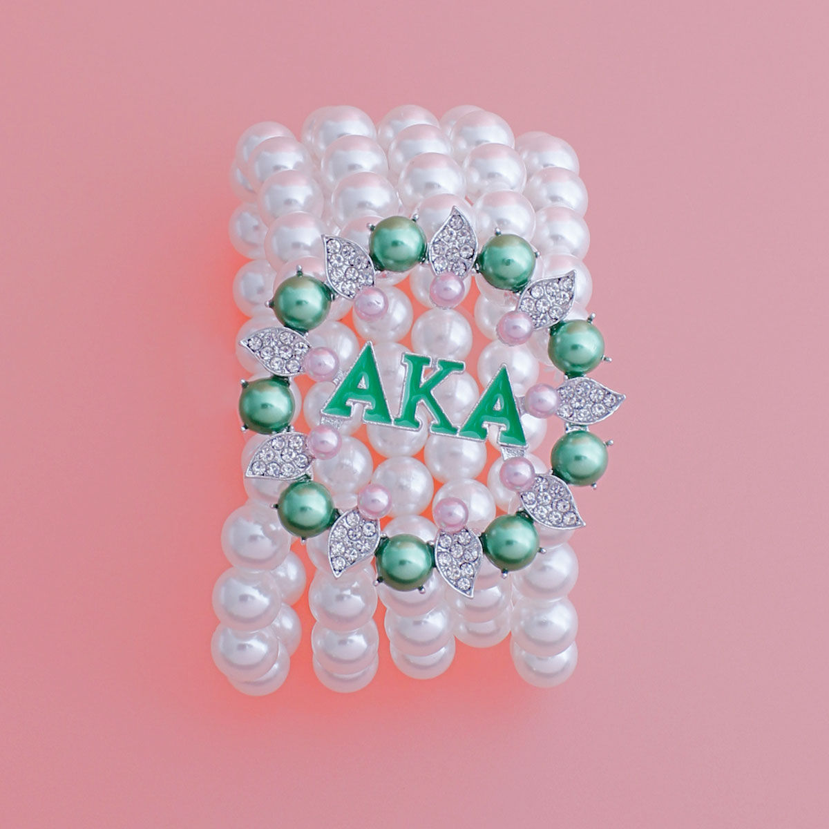 AKA Alpha Kappa Alpha Bracelet White Pearl AKA 5 Strand