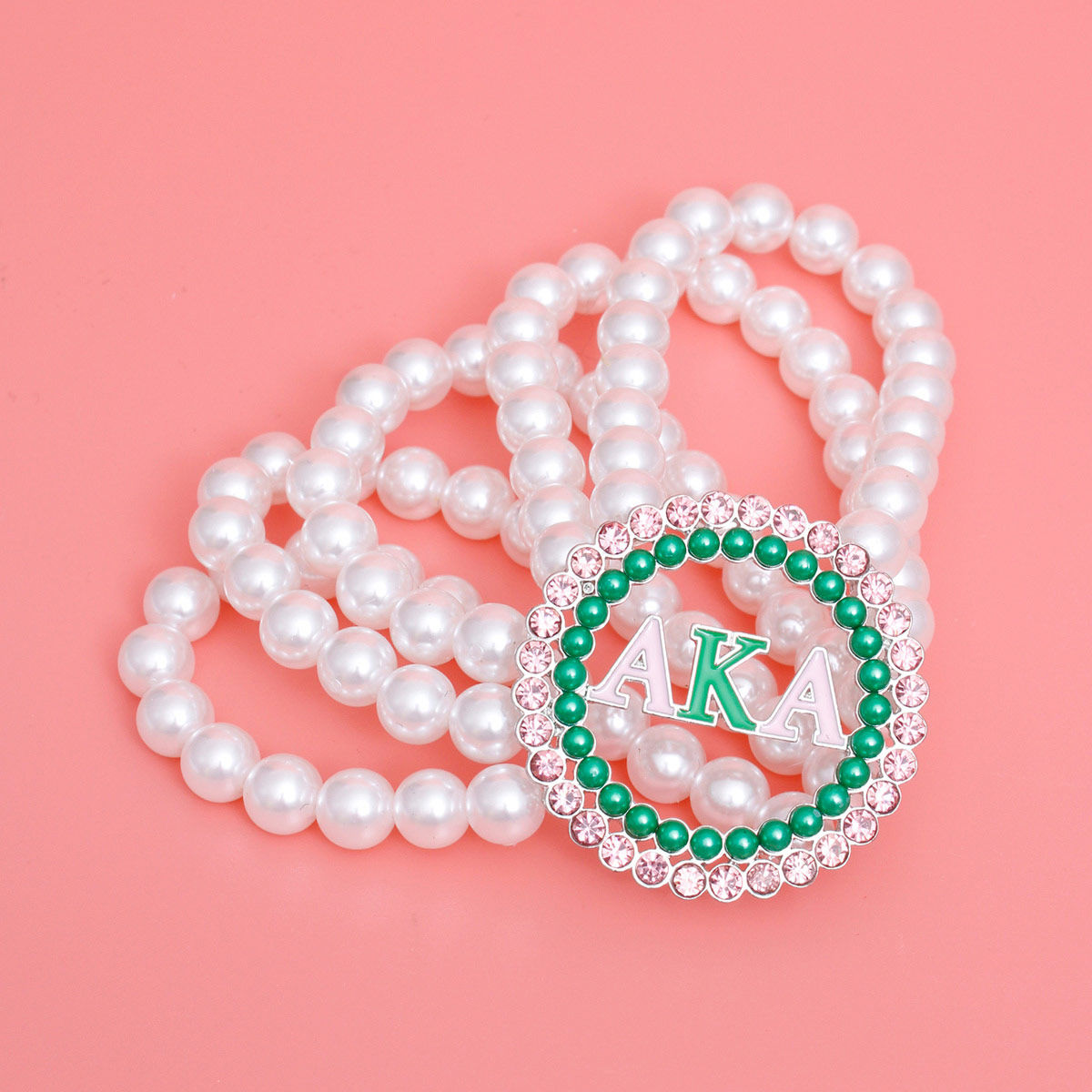 AKA Pearl Bracelet Alpha Kappa Alpha Pink and Green
