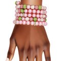 AKA Alpha Kappa Alpha Jewelry Pink Pearl and Bead Memory Wire Bracelet