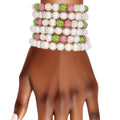 AKA Alpha Kappa Alpha Bracelet White Pearl and Bead Memory Wire Bracelet