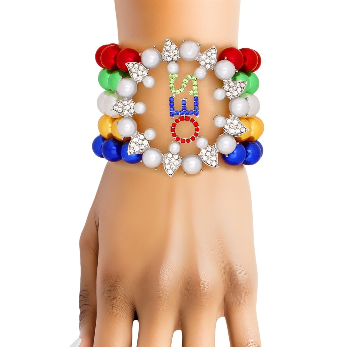 OES Sorority Inspired Multi Pearl 5 Strand Bracelet Women - Eastern Star