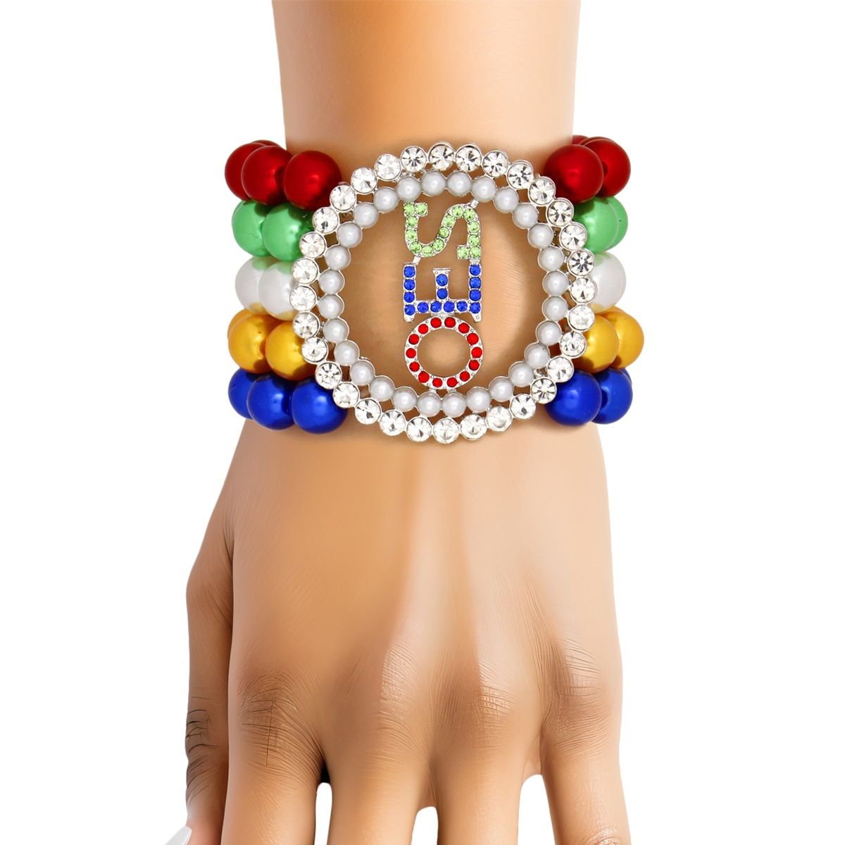 OES Eastern Star Sorority Inspired Round Multi Pearl Bracelet for Women
