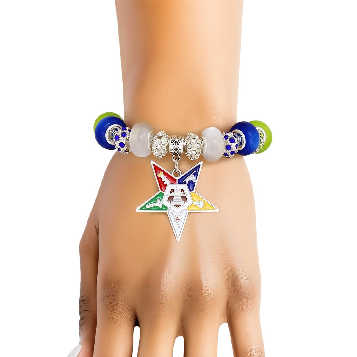 OES Eastern Star Sorority Inspired Rondelle Bead Star Charm Bracelet