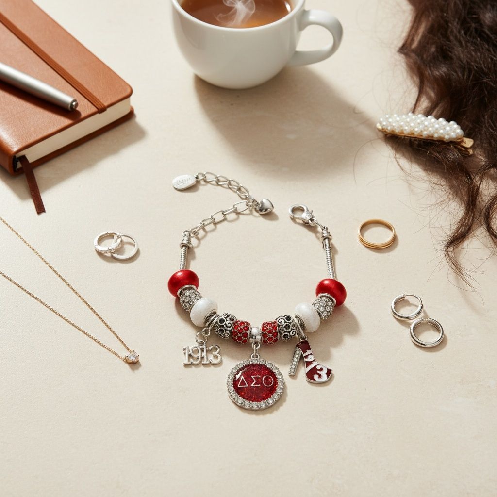 DST Snake Chain Triple Charm Luxe Bead Bracelet