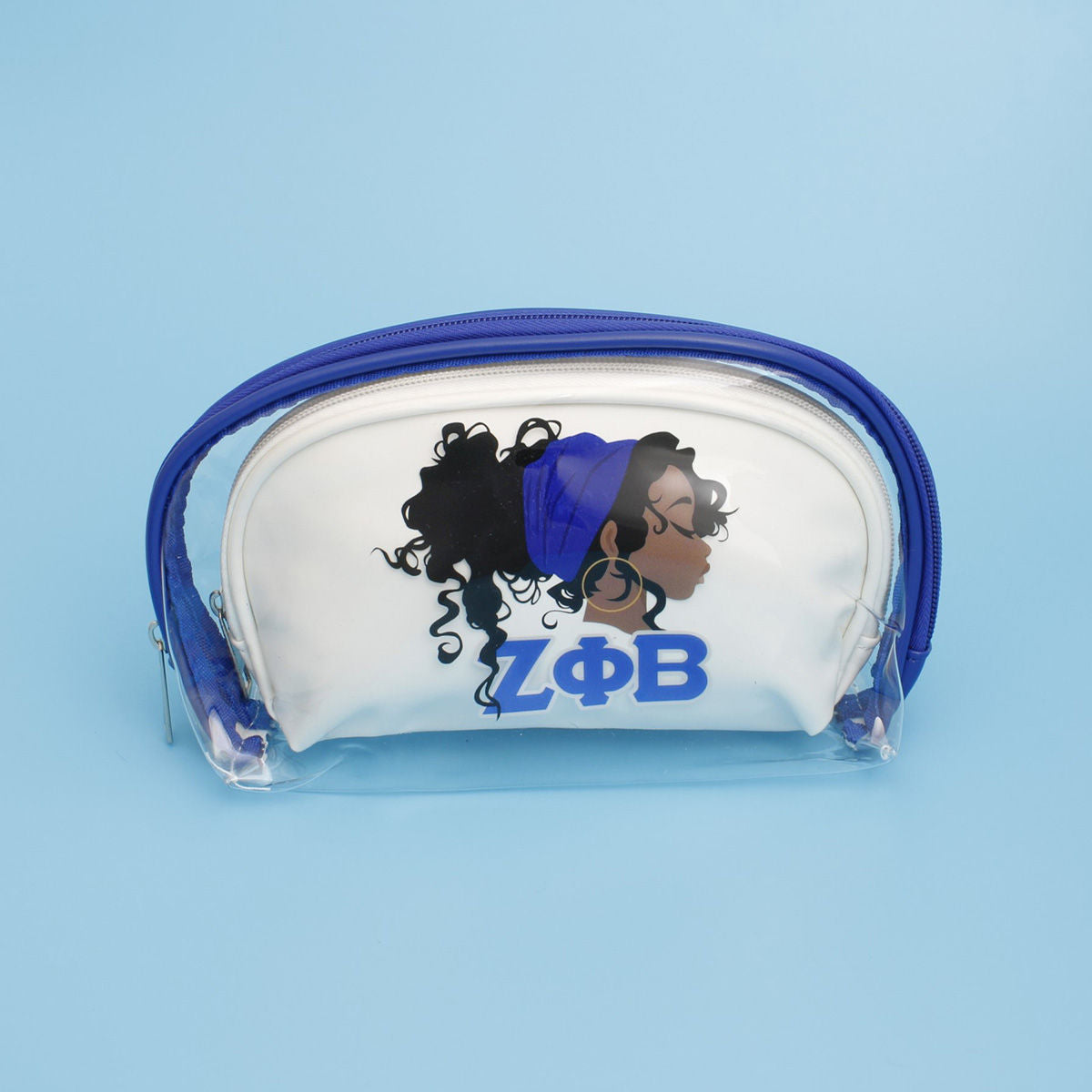Zeta Phi Beta ZPB Sorority Inspired Cosmetic Pouch Set Woman Blue White
