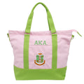 AKA Alpha Kappa Alpha Inspired Sorority Thick Pink Canvas Embroidered AKA Tote
