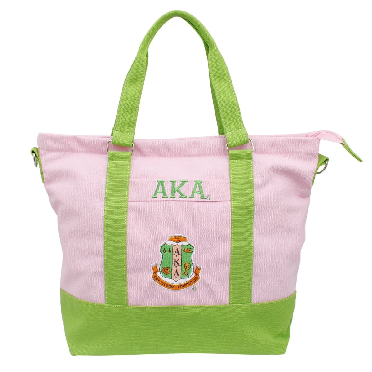 AKA Alpha Kappa Alpha Inspired Sorority Thick Pink Canvas Embroidered AKA Tote