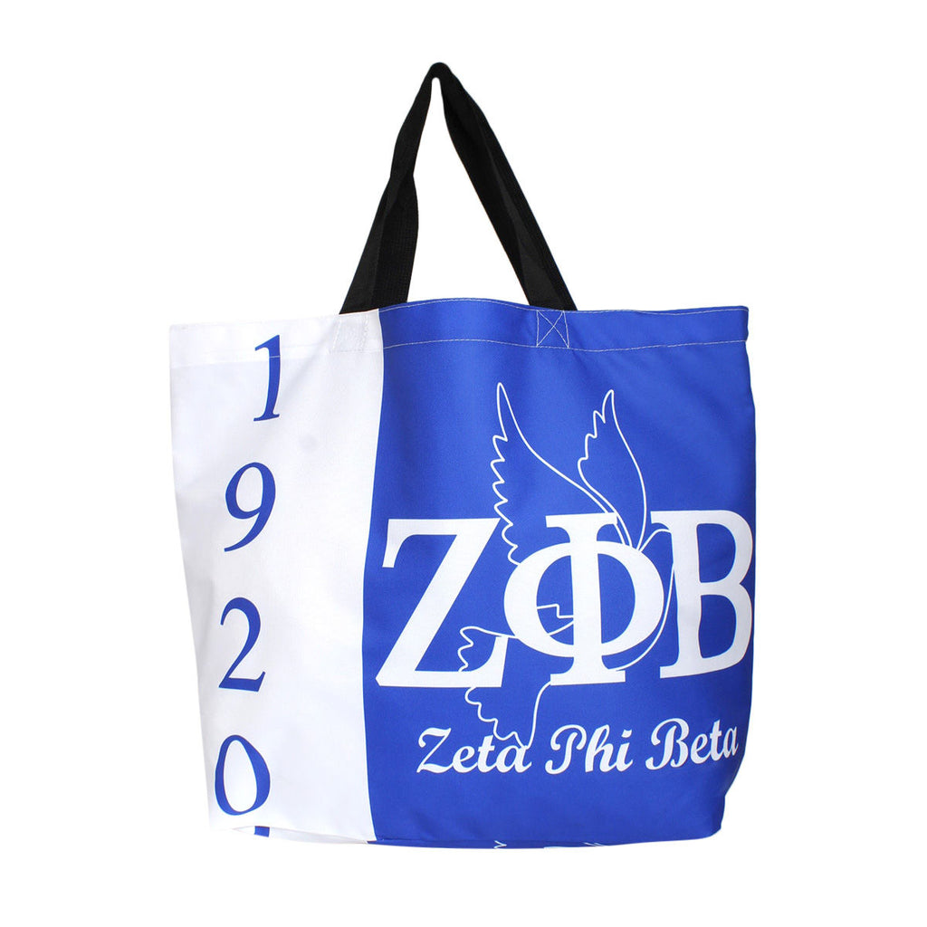 ZPB 1920 Blue White Large Shopper Tote for Women
