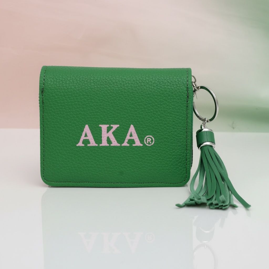 AKA Bag Wallet Green Tassel Keychain Zipper Wallet