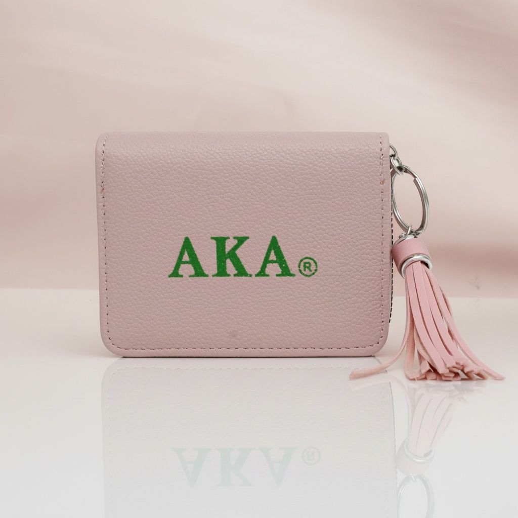 AKA Bag Wallet Pink Tassel Keychain Zipper Wallet