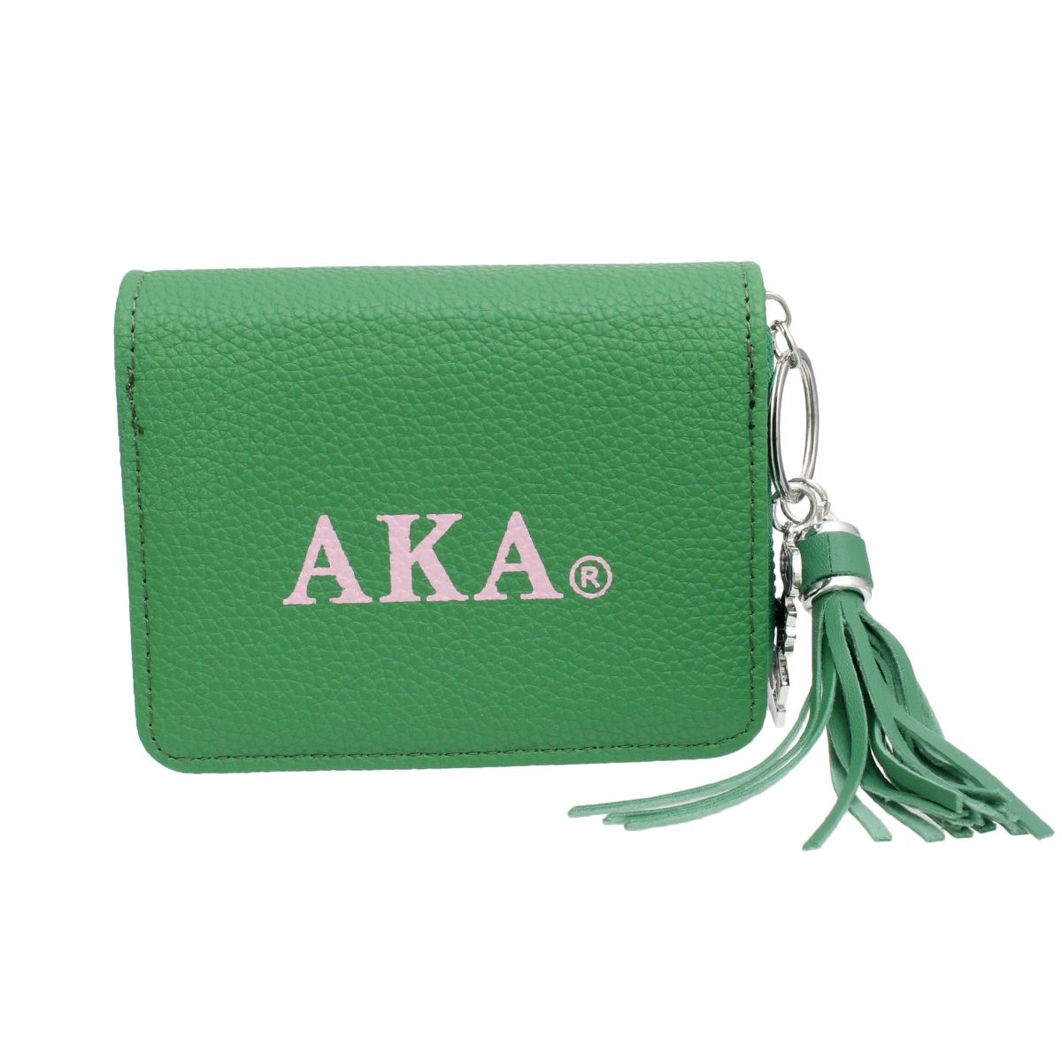 AKA Sorority Inspired Wallet Green Tassel Keychain Zipper