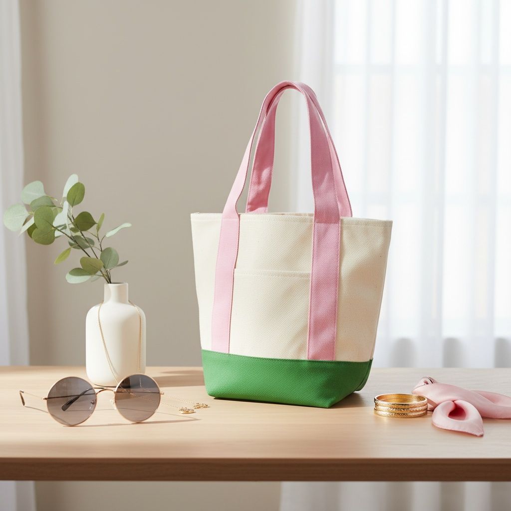 AKA Pink Green Accent Mini Canvas Tote Bag