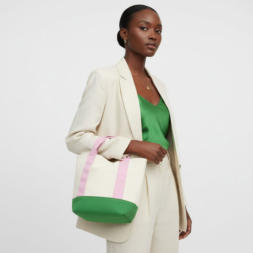 AKA Pink Green Accent Mini Canvas Tote Bag