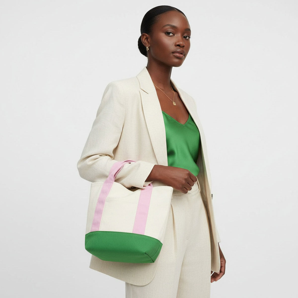 AKA Pink Green Accent Mini Canvas Tote Bag