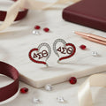 DST Sorority Heart Red Clear Bling Stud Earrings