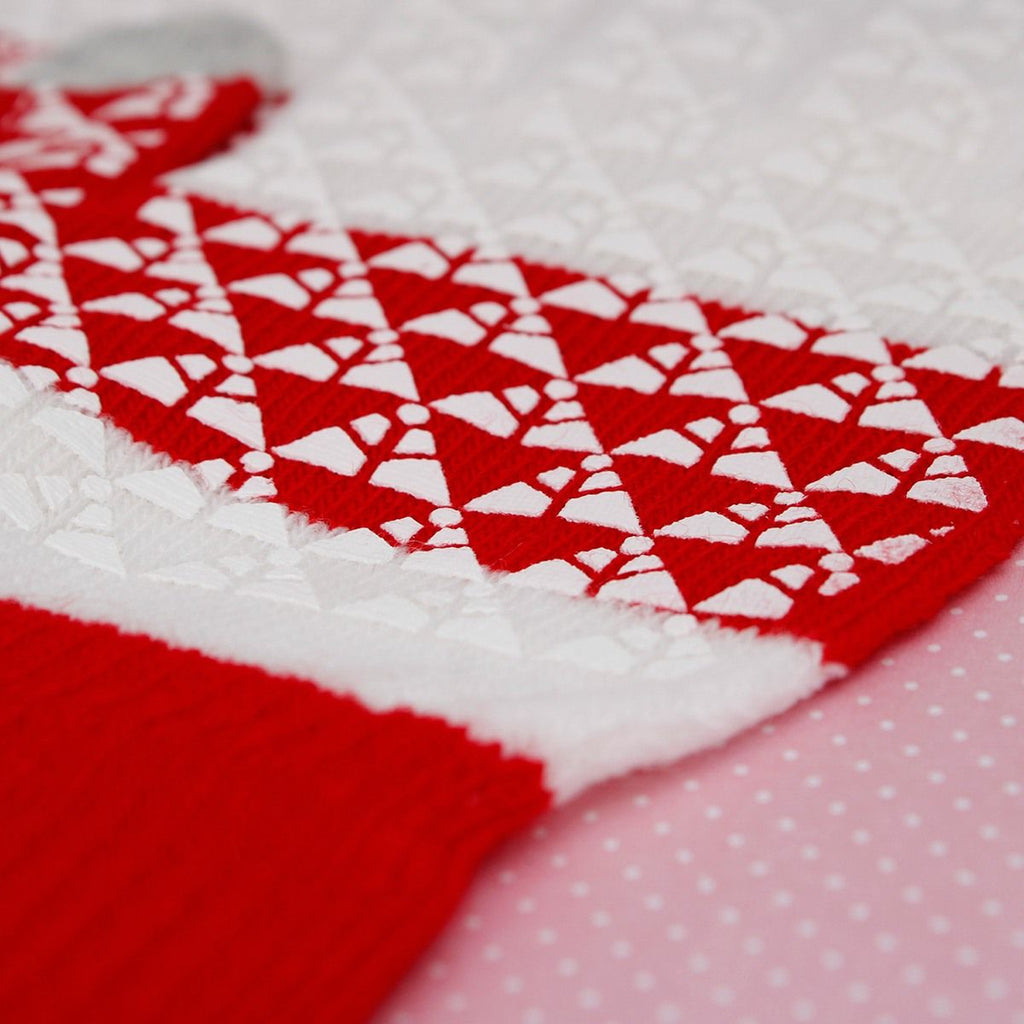 DST Red White Touch and Grip Knit Winter Gloves