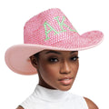 AKA Sorority Inspired Hat Western CowBoy Cowgirl Pink and Green Pearl Fedora Hat Women